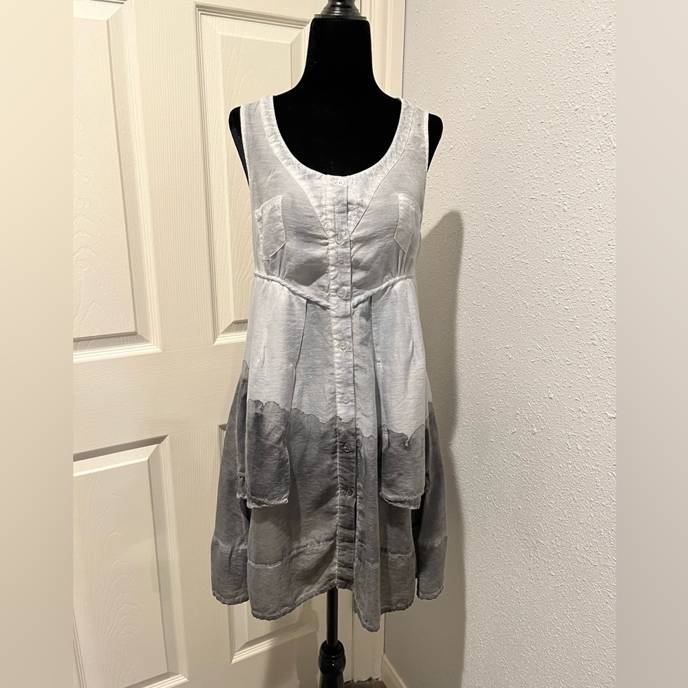 Alexo Gray Ombré Silk Blend Sleeveless Shift Dress Sz 38 US 4/6